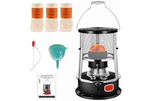 Fiutazge poele a petrole 9000 BTU/H chauffage petrole en acier inoxydable sans électricité,chauffage d'appoint petrole à 3 mèches,Aucune installation nécessaire Noir[Classe énergétique A+++]