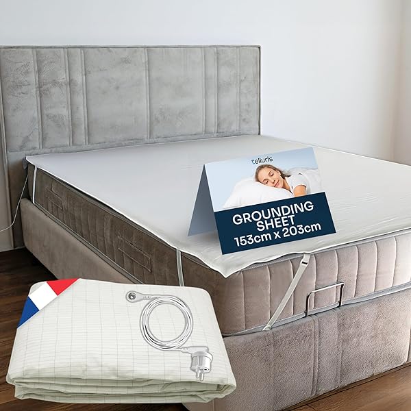 Drap De Mise à La Terre (earthing Sheet) - 140x200 Cm, 10% Fil D'argent, 90% Coton, Câble UE, Pour Mieux Dormir