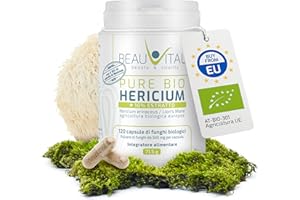 BEAUVITAL Bio Hericium erinaceus con estratto di Lions´Mane biologico al 10% | Nuova formula | 120 capsule per 500 mg | Hericium erinaceus puro | funghi medicinali agricoltura biologica dell'UE