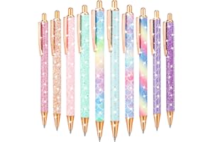 umorismo 10 PCS Bling Metal Pens, Retractable Ballpoint Pens Black Ink Smooth Writing Pen Click Ball Pens, Metal Glitter Ballpoint Pens for School Office Journal Sketching