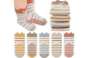 QIYIENDIAN Calzini antiscivolo per bambini in cotone 5 paia calzini neonati animati