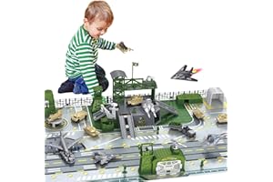 deAO Wojskowy zestaw bazowy, zawiera żołnierzy armii z pojazdem wojskowym, bronią i akcesoriami oraz kartę do gry, idealny dla chłopców od 3 lat