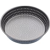 MasterClass KCMCCB15 Crusty Bake 23 cm Deep Perforated Pie Dish with PFOA Non Stick, Robust 1 mm Carbon Steel, 9 Inch Round T