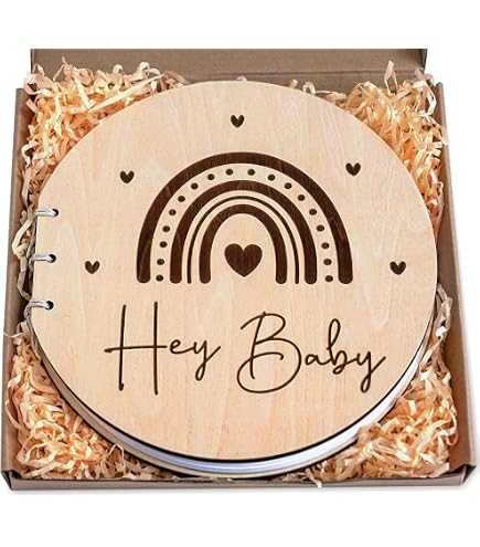 Babyparty Gästebuch-Set – Mit Rahmen, Schild & 80 Holzteilchen (Rosa Elefant)