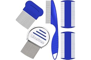 FURCARE LiceFree 5-in-1 Professional Lice & Nit Comb Kit - Quick & Effective Removal, Dandruff Care | For All Hair Types (Adults, Kids & Pets) | Smooth and Grooved Metal Combs with Dual-Sided Plastic Combs