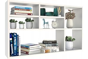 KUBUTKU Mensola sospesa da parete, 60 x 100 x 21 cm, decorazione per soggiorno, camera da letto, ufficio e cucina (bianco)