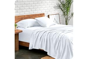 Bare Home Double Sheet Set - 1800 Ultra-Soft Microfibre Double Bed Sheets - Hydro-Brushed - Deep Pocket - 4 Piece Set - Fitted Sheet, Flat Sheet, and 2 Pillowcases - Bedding Sheets (Double, White)