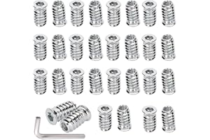 CRLYLC 50 dadi di avvitamento M6 x 20 mm, inserto filettato in legno, esagono incassato per mobili in legno, dadi esagonali esagonali in acciaio zincato