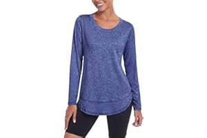 Deaviya Langarm Sportshirt für Damen, Laufshirt Langarm Locker, Langarmshirt Damen Sport Oberteil, Longsleeve T-Shirts Rundhalsausschnitt, Athletisch Lässig Fitness Workout Tops Seite Split Tee