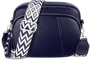 JUYANO Bolso Bandolera Mujer Pequeña Bolso Bandolera Cruzado Cuero PU Bolso Crossbody Bag Mujer Bolso Bandolera Pequeño con 3 Compartimentos con Cremallera 2 Bandoleras Desmontables