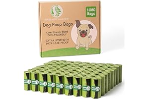GREENER WALKER Poop Bags for Dog Waste 1080 Bags, Extra Thick Strong 100% Leak Proof Biodegradable Dog Waste Bags (Green)
