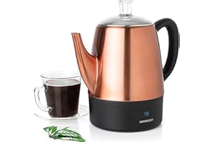 Mixpresso Electric Coffee Percolator Copper Body with Stainless Steel Lids Coffee Maker, Percolator Electric Pot - 4 Cups, Copper Camping Coffee Pot