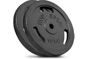 ‎HS HOP-SPORT Hop-Sport Gusseisen Hantelscheiben Set 20 kg mit 31 mm Lochdurchmesser, ideal für Standard 30mm Langhantelstangen, Robuste Gewichtsscheiben für Fitness- und Krafttraining