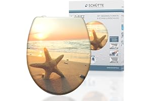 SCHÜTTE Sea Star 82373 - Asiento de inodoro Duroplast con descenso automático y cierre rápido para una fácil limpieza, carga máxima de 150 kg, diseño de estrella de mar