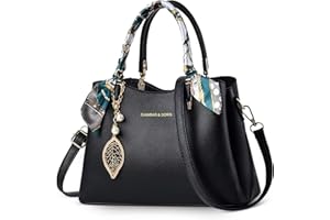 FOLOVEYA Borsa Donna Mode Borsa a Mano Ciondolo Foglia Borsa a Tracolla Elegante Borsetta Borse a Spalla Borsa Tote per Shopping Partito Lavoro Incontri PU Pelle Borse Messenger Nero