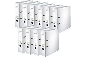 ‎FALKEN Original Falken 10er Pack PP-Color Kunststoff-Ordner. Made in Germany. 8 cm breit DIN A4 weiß Vegan Ringordner Aktenordner Briefordner Büroordner Plastikordner Schlitzordner