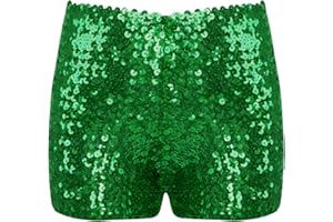 Runhomal Kinder Pailletten Glitzer Shorts Tanzshorts Glänzende Hotpants Kurze Hose Jogginghose Jungen Mädchen Sport Yoga Shorts Tanz Kostüm Clubwear