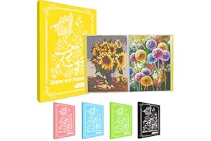 MUFEKUM Diamond Paintings Picture Album, A3 Diamond Paintings Folder With 60 Sheets, Diamond Paintings Storage Book for Finish Work Diamond Art Portfolios (Yellow)