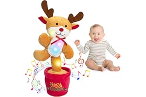 GESKS Mimicking Cactus Toy for Babies Singing Dancing Talking Cactus Repeats What You Say Soft Plush Cactus Gift(Reindeer,60 Songs)