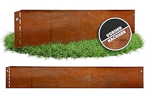 GartenAZ 15 pièce Bordure de Jardin & pelouse en métal corten - 5508 - en Acier corten Brillant - 103 x 20 cm, Longueur d'utilisation 15,0 m - avec Technique d'assemblage brevetée