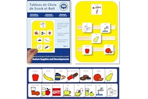 AUTISM SUPPLIES AND DEVELOPMENTS Tableau Choix Collations Non Verbal – Support Visuel avec 15 Pictogrammes Autisme - Emploi du Temps/Rituel Enfant - Outil pour Maternelle, TSA/TDAH