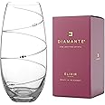 DIAMANTE Swarovski Barrel Vase 'Toast Swirl' - Hand Cut Crystal Vase with Swarovski Crystals - 25cm (1043.325)