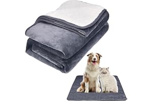 Lannvan Couverture pour Chien, Couverture Imperméable Canapé (M, 100 x 75 cm), Plaid pour Chien Chat Réversible en Flanelle et Sherpa, Couverture Chiot Chaton Lavable