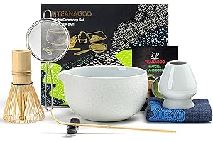 ‎TEANAGOO TEANAGOO Matcha Set | Matcha Tea Set | Matcha Schale |matcha Besen set|Matcha Schüssel mit Ausgießer Bambus Matcha Whisk-7 Stück Matcha Whisk Sets für Matcha Maker,N3, Hellgrau