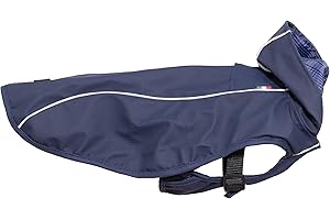 CHIARA Scotty Regenjacke mit Geschirr CHJ-Y1811BL-S-CHIARA-Regenmantel, Regencape (Größe: S, Material: 100% Polyester, sportlich, wasserdicht, innen liegendes Geschirr), Navy