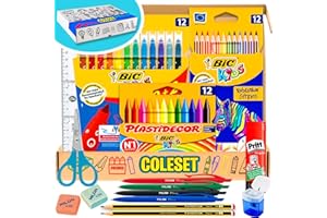 COLESET Pack Material Escolar Primaria Vuelta Al Cole - Set Materiales Escolares Kawaii Kit Material Escolar Infantil Bonito Barato Niños Niñas - Material Colegio Papeleria Pinturas Surtido Conjunto Sets