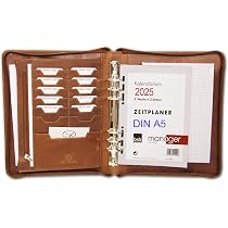 Organiseur A6 En Cuir ALMADIH Avec Calendrier 2025 | Portefeuille Documents, Agenda | Fermeture Élastique | Marron Vintage
