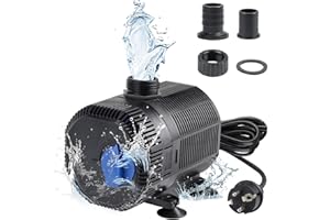 EXLECO pompa laghetto pompa filtro 3000L/H pompa acqua esterno Pompa per laghetti con Filtro 55W Pomp di Giardinaggio Stagno Sommergibile Pompa per Flusso pompas Ruscello con Cavo 10M & 2 ugelli