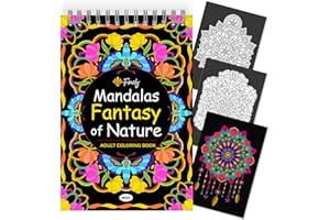 Finoly Mandala Kolorowanka dla Dorosłych z 30 Wzorami | Kolorowanka Mandala | Mandala Dotting Kolorowanka | Mandala Kolorowanka dla Dorosłych | A4 | Papier Premium | Spiralne Wiązanie | Noc