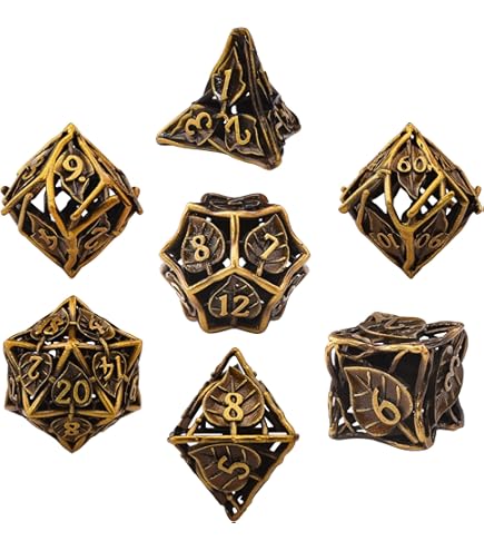 DND dobbelstenen set, 7-delige holle 3D-draak, metaal, D&D dobbelstenen