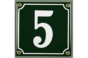 BUDDEL-BINI VERSAND Emaille Hausnummernschild - Wählen Sie Ihre Nummer - Zahlen 1 bis 30 verfügbar - grün/weiß 12x12 cm und 12x14cm - sofort lieferbar! Hausnummer Schild wetterfest und lichtecht (5 grün/weiß 12x12cm)