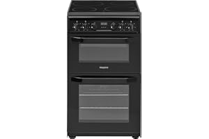 Hotpoint 50cm Double Oven Electric Cooker with Ceramic Hob - Black