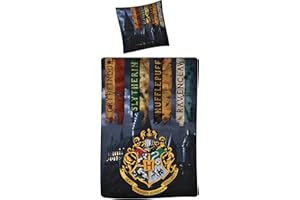 BRANDMAC Harry Potter - Juego de cama de 100% algodón, funda nórdica de 140 x 200 cm y funda de almohada de 65 x 65 cm