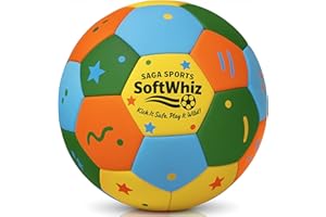 SAGA SPORTS SoftWhiz Colorful Safe Indoor Football Size 4 for kids | Felt-Cover Soft Football for Inside Your Home and Yard – Fun Gift with Pump, Needle & Mesh Bag