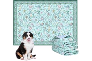 BaoDan Traversine Lavabili per Cani, Traverse Cani 45x60cm, 2 Pezzi Tappetini Igienici per Cani Riutilizzabili con Fondo Antiscivolo, Facili da Lavare, Verde con Stampa Floreale