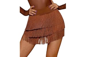 SEAUR Falda latina para mujer con flecos, falda de baile con pantalones cortos, tango rumba cha, cha, samba, entrenamiento, ropa de baile, longitud de la falda 38-39 cm - EU S-XL (Aisa M-2XL)