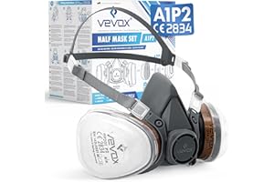 VEVOX®️ Atemschutzmaske A1P2 oder ABEK1P2 - Im kleinen oder großen Set - Gasmaske - Halbmaske - Lackierermaske - Staubschutzmaske - Arbeitsschutzmaske - Feinstaubmaske