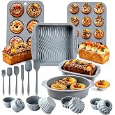 23 Pieces Silicone Cake Mold, Silicone Baking Molds for Bread, Non-Stick for Cupcakes, Donuts, Bread, Tartlets and Cakes, Reu