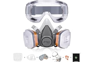 AirGearPro G-500 Reusable Anti Dust Anti Gas Respirator Mask with Filters and Protective Goggles for Painting, Working, DIY, Sanding