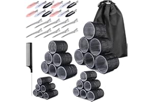 Carehabi 50 Pièces Heatless Curling, Rouleaux, Bigoudis Magiques avec 24 Pinces à Cheveux pour Tous Les Cheveux Courts, Moyens Ou Longs