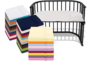 ‎EMILY´S CHECK Emily´s Check Kinder Jersey Spannbetttuch für Beistellbett und Wiege 1476.2098, ca. 40 x 80 cm, weiß