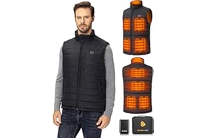 Sevdiea Heizweste Herren mit Powerbank 16000mAh 7.4V, 9 Heizzonen Beheizte Weste Herren,Hilpert Wärmeweste mit Akku Für Camping