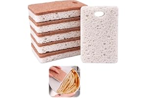 DHISPERARES 6 Piezas Biodegradables Esponja Cocina, Doble Cara Esponja Platos, Estropajo de Lufa de Celulosa Natural de Coco y Sisal, Quita Suciedad Estropajo Natural, Reutilizables Esponja Limpieza Hogar