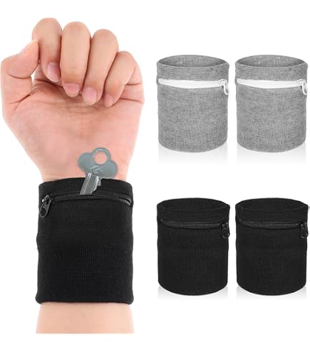 Lot De 2 Sacs De Poignet Sport Lhbwhiz - Anti-Transpiration Avec Poche Zippée - Pour Course à Pied Et Fitness