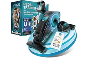 Pedaltrainer Ergometer Set [Magnetbremse & 16 Widerstandsstufen] Beintrainer & Armtrainer mit Trainingsmonitor | Heimtrainer Fahrrad Fitnessgeräte für Zuhause | Bewegungstrainer Senioren - AMBIFIT
