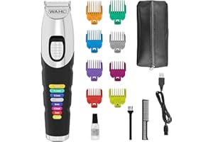 Wahl Tondeuse à barbe Colour Trim - Peignes de guidage innovants à code couleur - 240 minutes d'autonomie - Chargeur USB - Idéal pour la salle de sport et les voyages - Lames affûtées avec précision